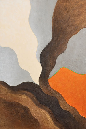 Handgemaltes Acrylbild mit Rahmen „Abendliche Hügel“ – Moderne Wandkunst in Erdtönen