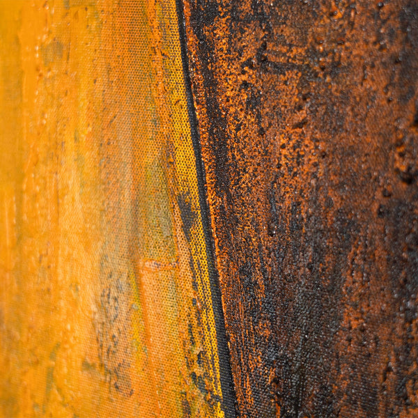 Abstrakte Kunst auf Leinwand mit Rahmen „Begegnung der Ebenen“ - Acrylmalerei in Erdtönen