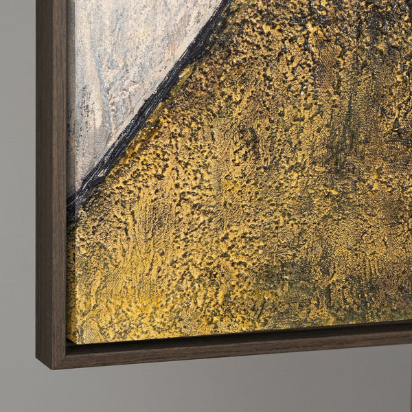 Abstrakte Kunst auf Leinwand mit Rahmen „Begegnung der Ebenen“ - Acrylmalerei in Erdtönen