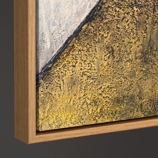 Abstrakte Kunst auf Leinwand mit Rahmen „Begegnung der Ebenen“ - Acrylmalerei in Erdtönen