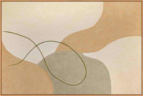 Abstrakte Kunst auf Leinwand im Rahmen mit sanften Linien „Verflechtung“