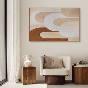 Moderne Gemälde auf Leinwand im Rahmen mit fließender Struktur „Atem der Architektur“