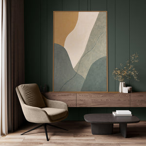 Abstraktes Acrylbild mit Rahmen „Ewige Linie“ – Moderne Wanddeko in Naturfarben