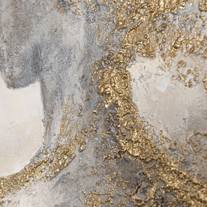 Handgemaltes Wandbild „Goldene Aura" – goldene Frauensilhouette in Gold, Grau und Creme, 60x40 cm