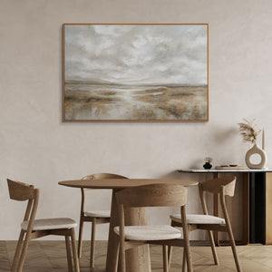Abstraktes Wandbild in modernem Stil mit feiner Struktur und ruhiger Farbpalette