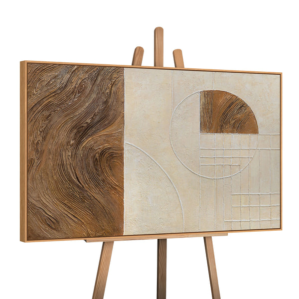 Abstraktes Gemälde „Linien und Kreise“ – Geometrische Wandkunst mit Rahmen