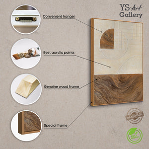 Abstrakte Gemälde mit Struktur und Geometrie im Rahmen „Linien und Kreise“