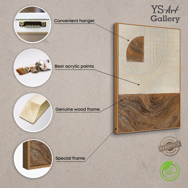 Abstrakte Gemälde mit Struktur und Geometrie im Rahmen „Linien und Kreise“