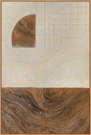 Abstrakte Gemälde mit Struktur und Geometrie im Rahmen „Linien und Kreise“