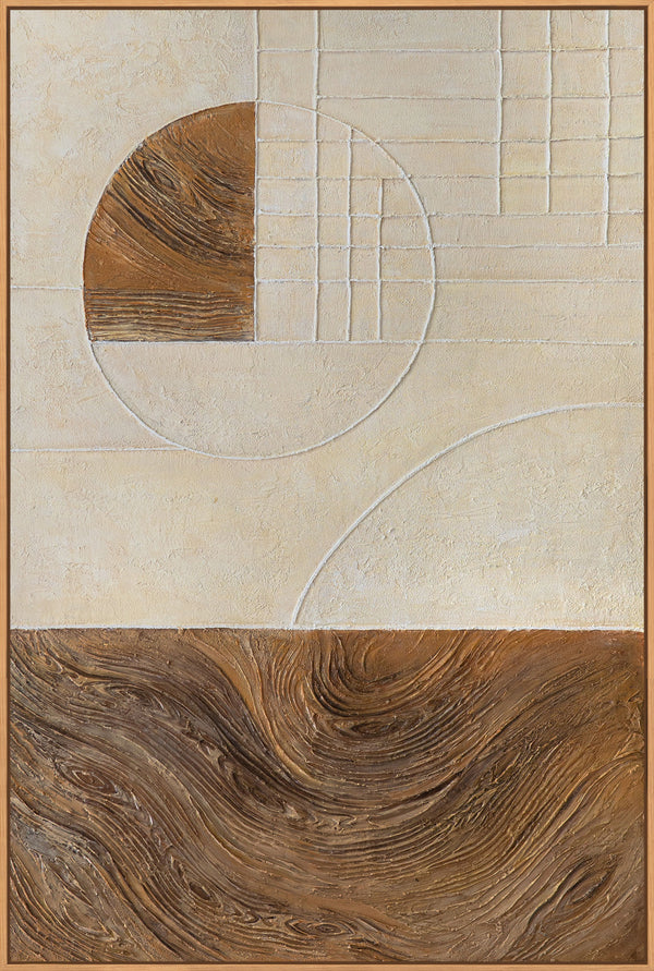 Abstrakte Gemälde mit Struktur und Geometrie im Rahmen „Linien und Kreise“