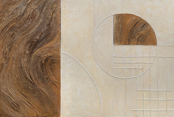 Abstraktes Gemälde „Linien und Kreise“ – Geometrische Wandkunst mit Rahmen