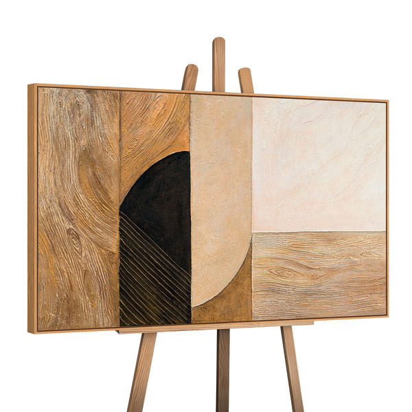 Handgemalte Acrylmalerei mit Rahmen „Natürliche Ornamente“ – Moderne Wanddeko