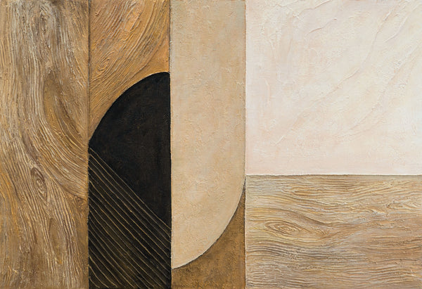 Handgemalte Acrylmalerei mit Rahmen „Natürliche Ornamente“ – Moderne Wanddeko