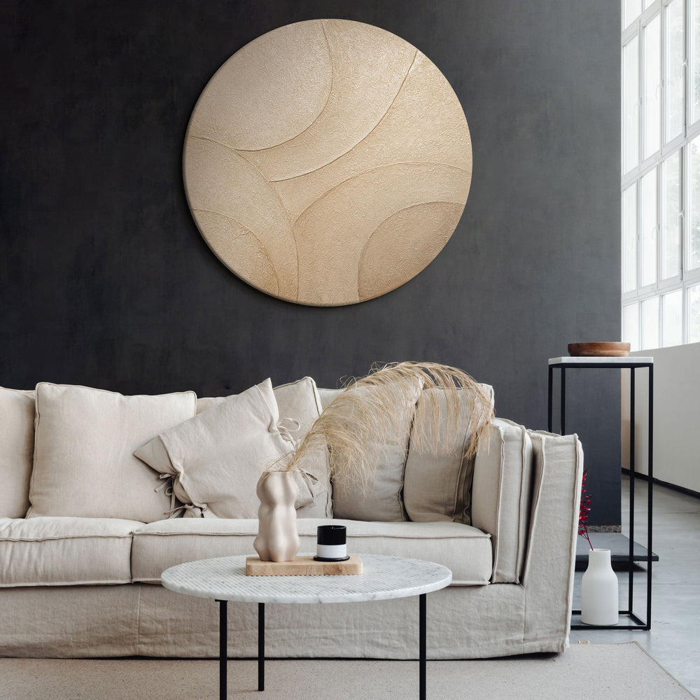 Leinwandbilder modern kaufen Rundes abstraktes Motiv Beige