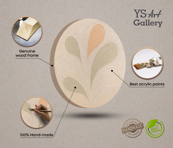 Modernes Kunstwerk auf runder Leinwand fertig zum Aufhängen