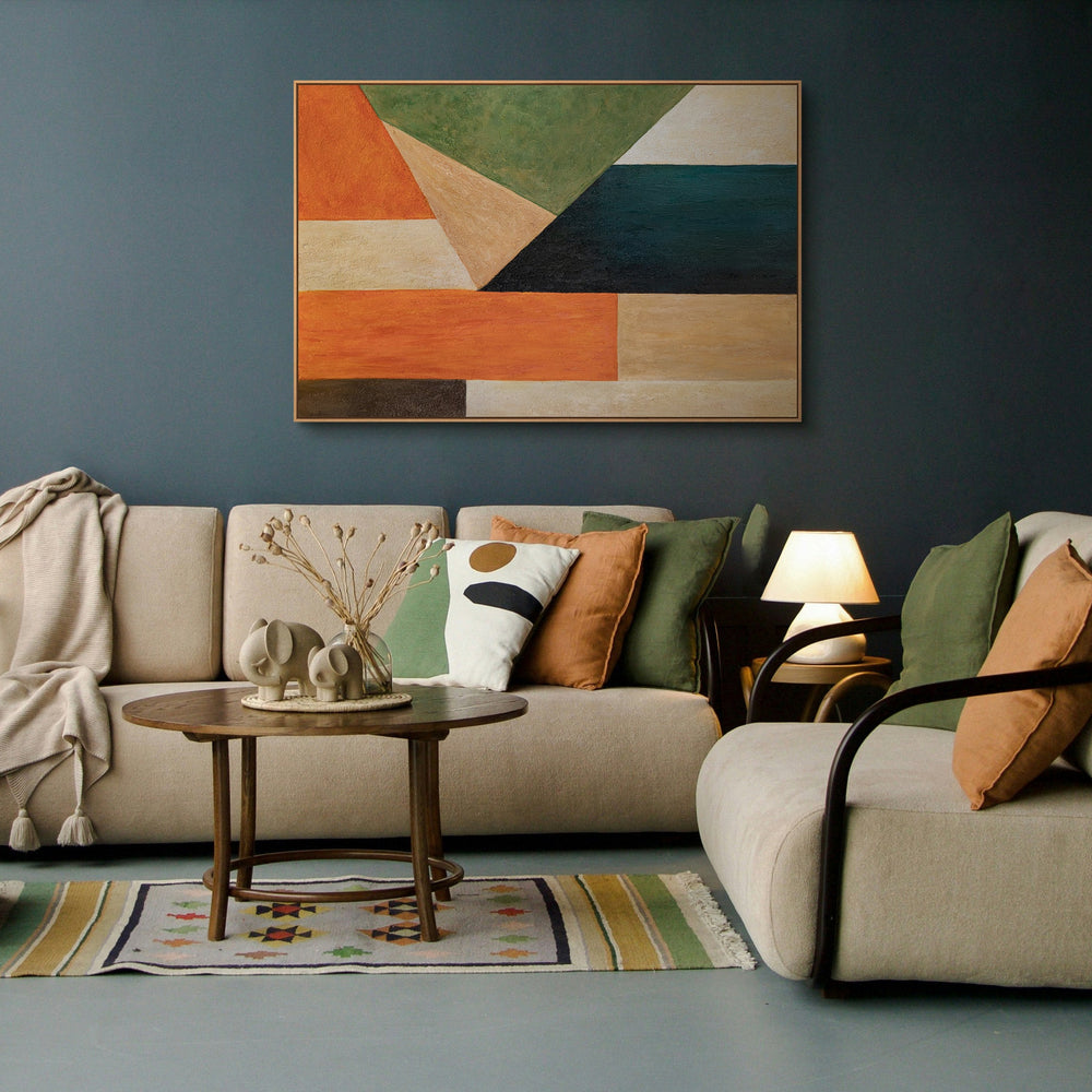 Moderne Acrylbilder mit geometrischer Struktur im Rahmen „Ordnung und Bewegung“