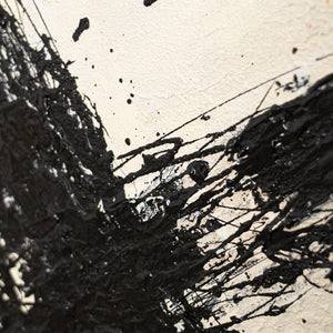 Abstraktes Gemälde im Rahmen moderne Acrylmalerei „Kraft des Pinselstrichs“