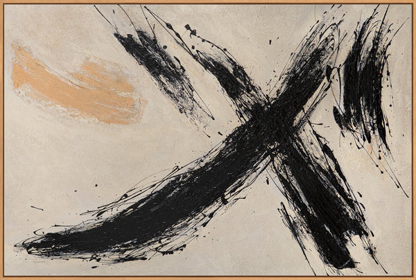 Abstraktes Gemälde im Rahmen moderne Acrylmalerei „Kraft des Pinselstrichs“