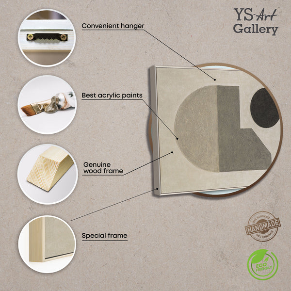 Moderne Acrylmalerei im Rahmen geometrisches Leinwandbild „Stille der Geometrie“