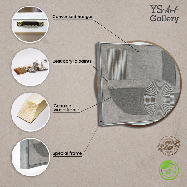 Moderne gemalte Bilder im Rahmen ruhiges Leinwandbild „Grauer Akkord“