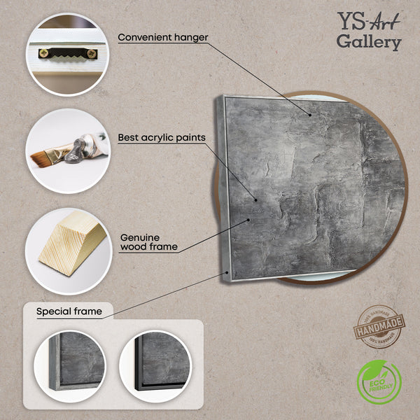 Handgemalte Bilder im Rahmen texturierte Abstrakte Kunst „Erinnerung des Steins“