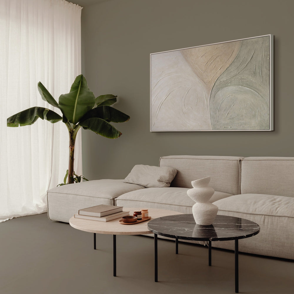 Acrylmalerei mit Struktur im Rahmen „Spuren des Regens“