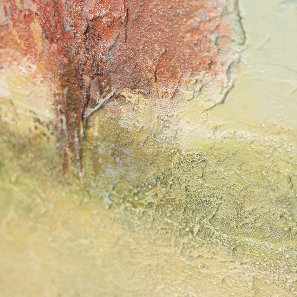 Handgemalte Gemälde auf Leinwand „Warme Weite“ – Moderne Abstrakte Kunst mit Rahmen