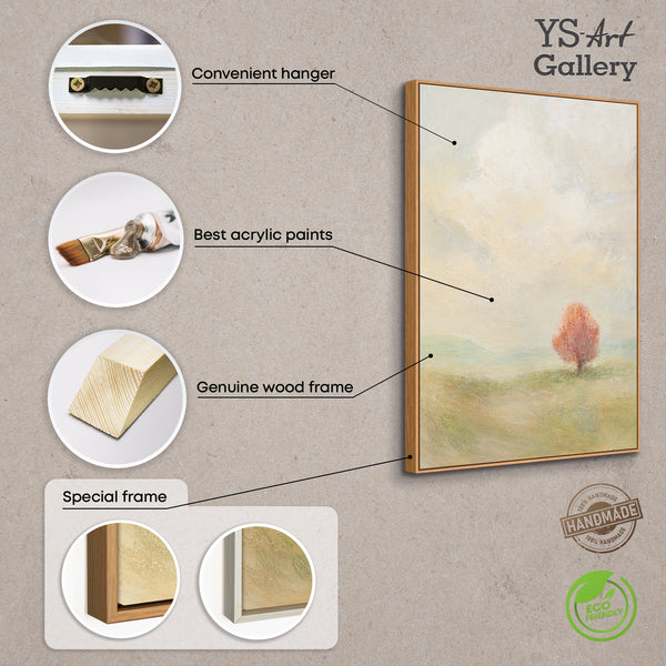 Handgemalte Gemälde auf Leinwand „Warme Weite“ – Moderne Abstrakte Kunst mit Rahmen