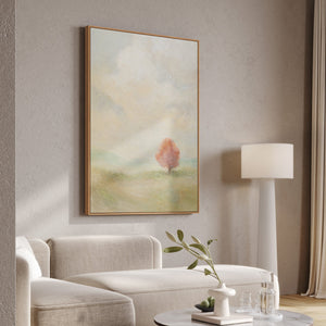 Handgemalte Gemälde auf Leinwand „Warme Weite“ – Moderne Abstrakte Kunst mit Rahmen