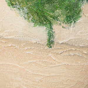 Abstraktes Acrylmalerei mit Rahmen „Grüner Akzent“ – Minimalistische Wandkunst auf Leinwand