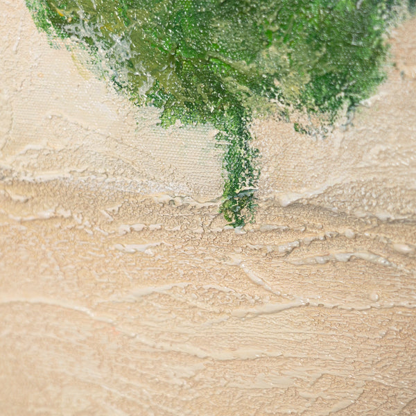 Abstraktes Acrylmalerei mit Rahmen „Grüner Akzent“ – Minimalistische Wandkunst auf Leinwand