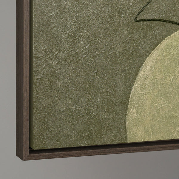 Abstraktes Leinwandbild mit sichtbarer Rahmentiefe und ruhiger Farbstruktur