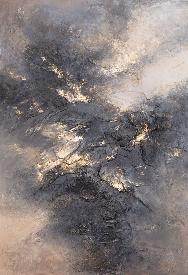 Leinwand Kunstwerk mit Struktur – Modernes Gemälde „Himmelsglühen“