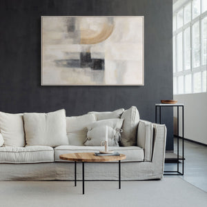 Abstraktes Leinwandbild Gold Grau Handgemalt