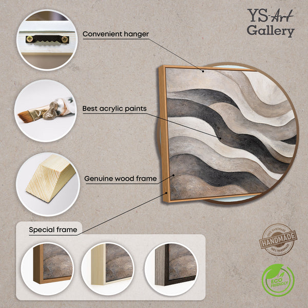 Abstraktes Leinwandbild in Beige Grau – Struktur Acrylgemälde „Sandwellen“