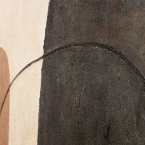 Modernes Gemälde Beige & Grau mit Rahmen – Abstrakte Kunst „Ausgewogenheit der Kontraste“