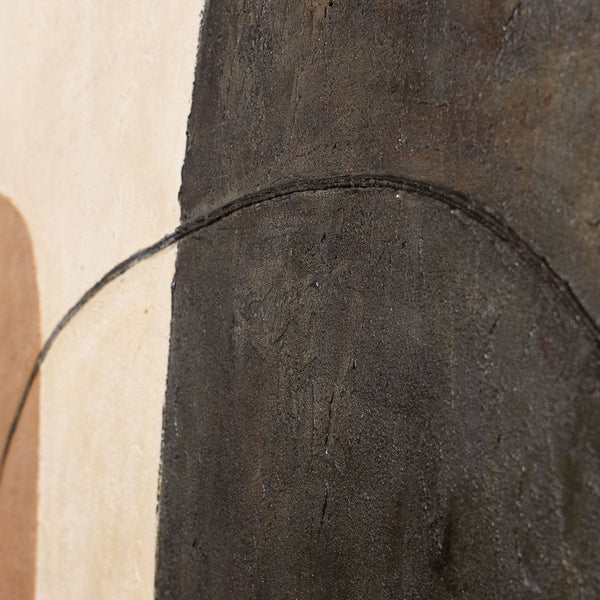 Modernes Gemälde Beige & Grau mit Rahmen – Abstrakte Kunst „Ausgewogenheit der Kontraste“