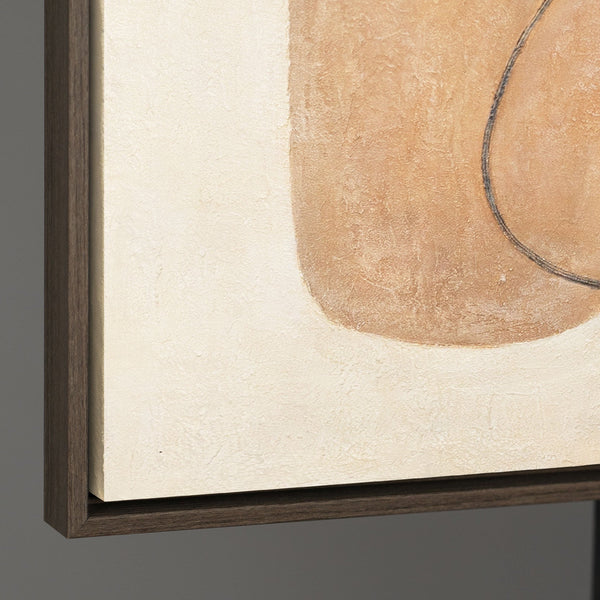 Modernes Gemälde Beige & Grau mit Rahmen – Abstrakte Kunst „Ausgewogenheit der Kontraste“