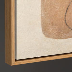 Modernes Gemälde Beige & Grau mit Rahmen – Abstrakte Kunst „Ausgewogenheit der Kontraste“