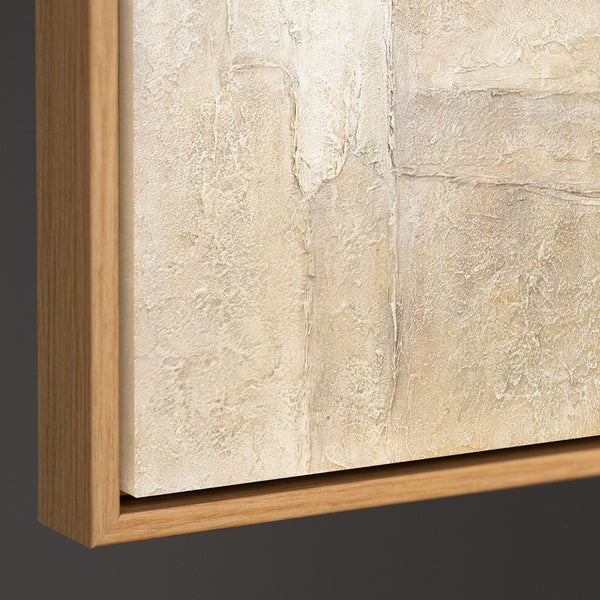 Abstraktes Acrylbild auf Leinwand in Beige Grau „Vertikalen der Zeit“