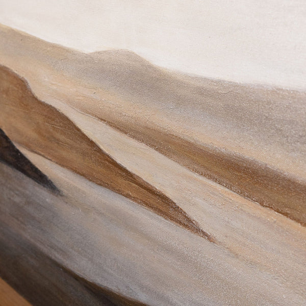 Acrylbild auf Leinwand „Sanfter Sonnenaufgang“ – Handgemalte Landschaft in Beige & Braun