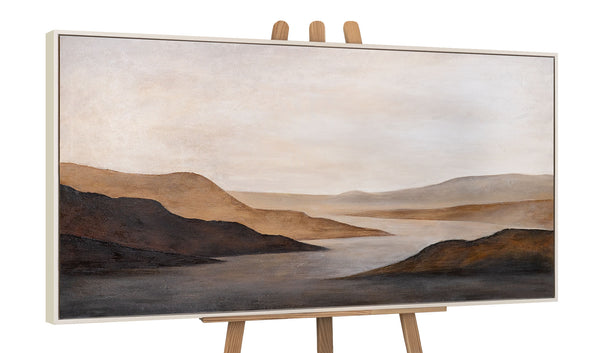 Acrylbild auf Leinwand „Sanfter Sonnenaufgang“ – Handgemalte Landschaft in Beige & Braun