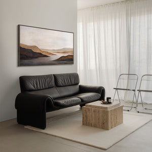 Acrylbild auf Leinwand „Sanfter Sonnenaufgang“ – Handgemalte Landschaft in Beige & Braun