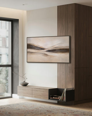 Gemälde auf Leinwand mit Rahmen „Spuren des Windes“ – Handgemalte Wandkunst in Naturtönen