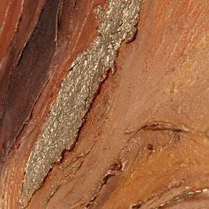 Handgemaltes Gemälde in warmen Erdtönen – moderne Leinwandkunst mit Rahmen „Bernsteinfarbene Ströme“