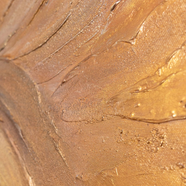 Abstrakte Leinwandkunst mit goldenen Akzenten und strukturierter Oberfläche