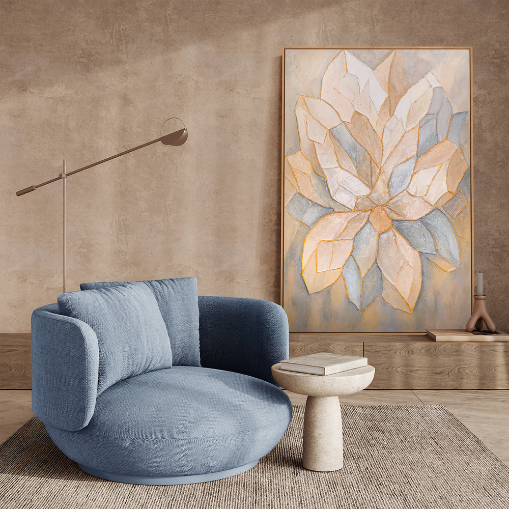 Moderne Kunst kaufen Geometrische Blume Beige Gold