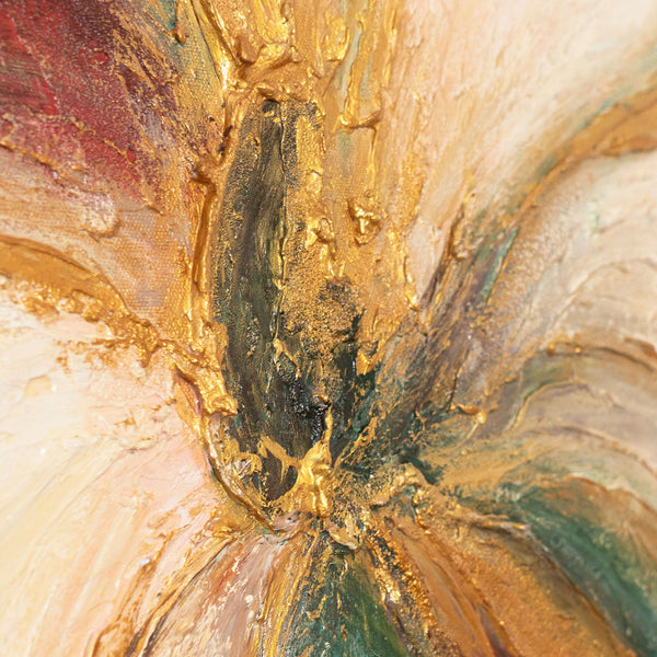 Abstrakte Blumenmalerei auf Leinwand mit Struktur „Blumige Energie“ – Handgemaltes Acrylbild