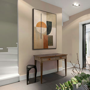 Strukturierte Acrylmalerei mit Rahmen „Gleichgewicht“ – Geometrische Abstrakte Kunst