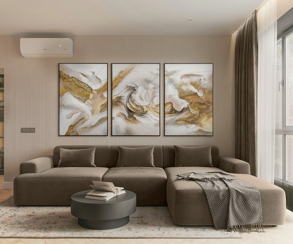 Gemälde handgemalt mit Rahmen „Konsonanz“ – Abstrakte Kunst mit Gold